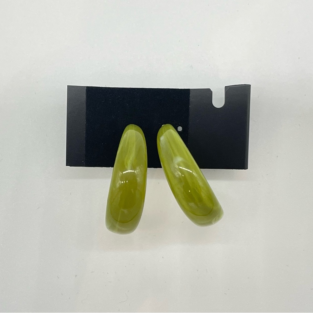 Olive Green Resin Hoop Earrings